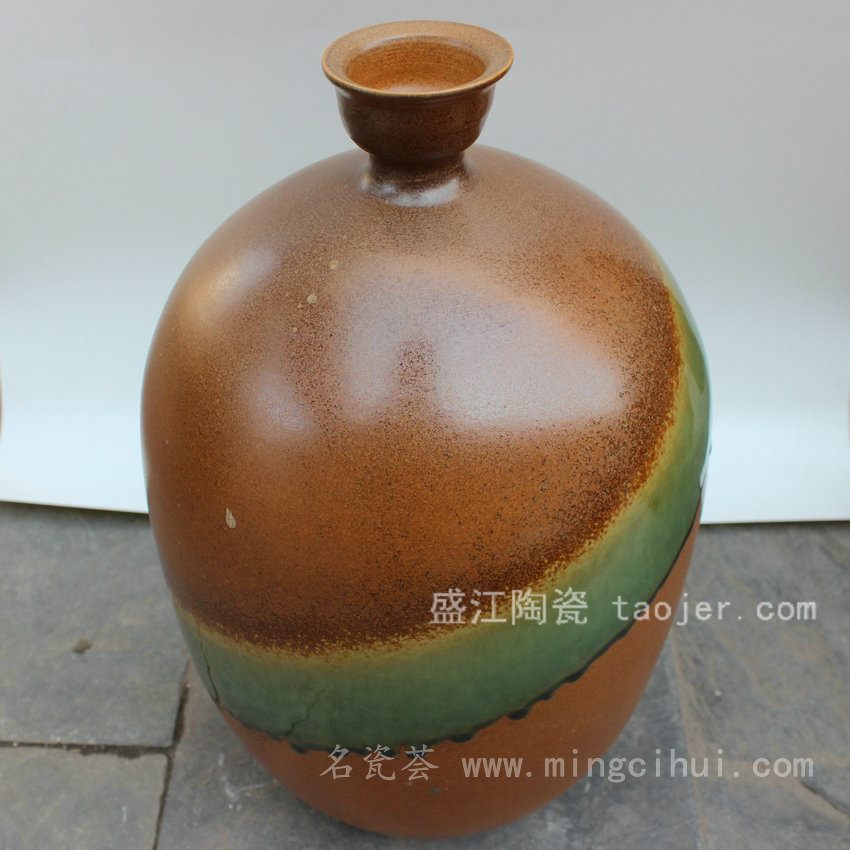 RYUM10景德镇陶瓷 手工陶瓷 高温颜色釉褐色酒瓶 工艺摆设