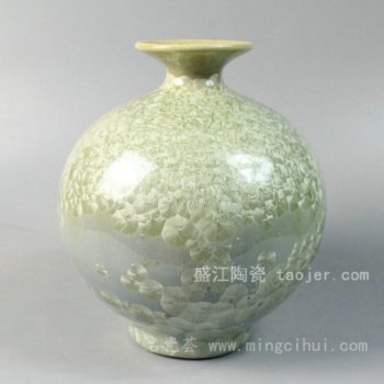 RYYH03景德镇 陶瓷 草绿色 结晶釉 花瓶 工艺摆设