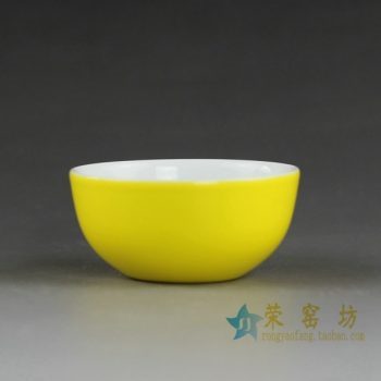 14FS36颜色釉黄色茶碗 汤碗