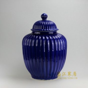 RYMA95-B 0162景德镇陶瓷 高温颜色釉祭蓝瓷罐 南瓜罐 盖罐 储物罐 产品规格尺寸： 口径 20.3厘米 肚径 36.5 毫米 高 54.3厘米