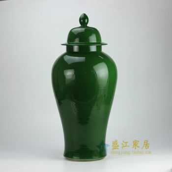 RYNQ43-B_景德镇陶瓷  颜色釉 绿色将军罐 储物罐