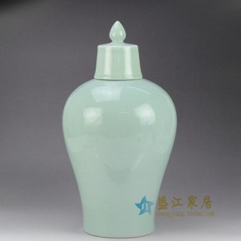 RYNQ178-B_景德镇陶瓷 颜色釉影青色 陶瓷罐 储物罐