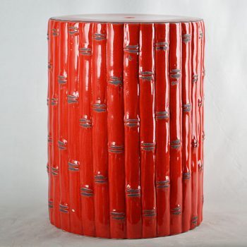 XY16-0709-7 (129)  景德镇 红釉竹子形状专业中高温陶瓷凳厂家直销