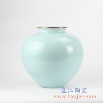 RZJR12_景德镇颜色釉青釉描边花瓶 陶瓷瓶 摆件 家居装饰瓷器