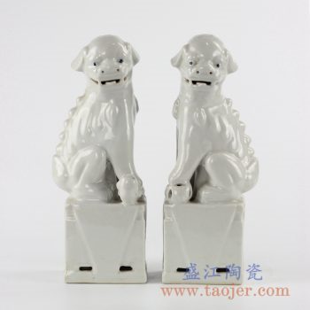 RZKC17_陶瓷雕塑狮子摆件对狮白色家居陈设瓷环境软装陈列雕塑瓷