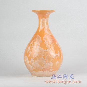 RZCU15_橙色结晶釉玉壶春花瓶花插陶瓷家居艺术摆件