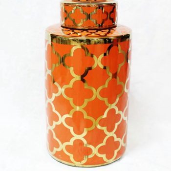 RZKA171082_橘色描金现代家居装饰陶瓷罐 茶叶罐 储物罐 简约摆件