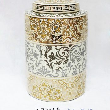 RZKA171166_描金陶瓷茶叶罐 现代摆件 花卉图案家居装饰