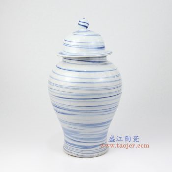RZMV09 景德镇陶瓷 现代简约 条纹 将军罐 储物罐 家居摆件品