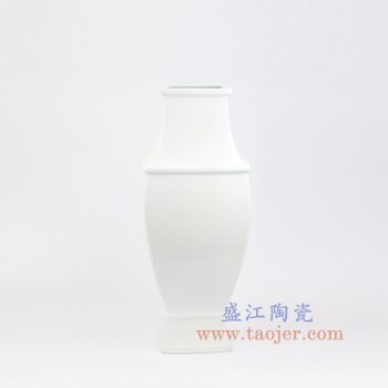 RZOS01-景德镇陶瓷 纯手工 白色四方 花插花瓶
