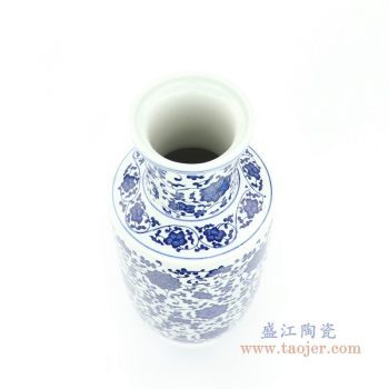 RYUJ29 景德镇陶瓷 手绘青花缠枝连棒追瓶花瓶