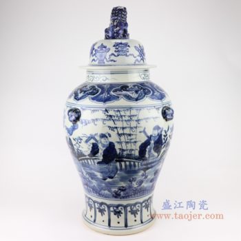 RZSC14-A/B/C 景德镇青花中国风手绘人物图陶瓷将军罐