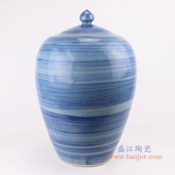RZPI57  手工蓝纹颜色釉现代简约陶瓷罐