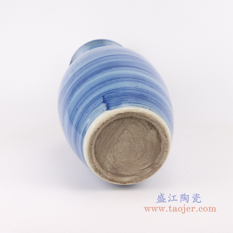 简约手工蓝纹颜色釉现代细口陶瓷花瓶