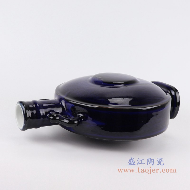 颜色釉黑色圆口抱月瓶;产品编号：RZGY06-A       产品尺寸(单位cm):  高：35.5直径：25口径：底径：11.5重量：3.3KG
