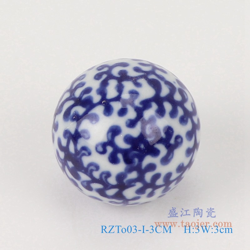 青花3厘米浮球圆球;产品编号：RZTo03-X-3CM       产品尺寸(单位cm):  高：3直径：3口径：底径：重量：0.1KG