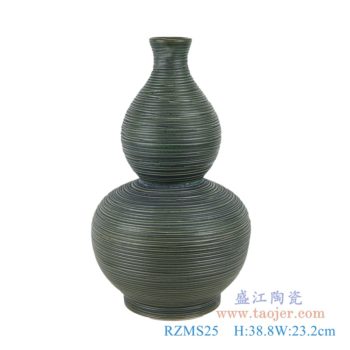 RZMS25    颜色釉窑变绿色条纹葫芦瓶    高：38.8直径：23.2口径：底径：14重量：3.7KG