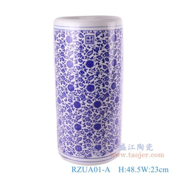 RZUA01-A   青花缠枝莲细花笔筒    高：48.5直径：23口径：底径：21重量：6KG