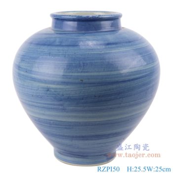 RZPI50   青花条纹缸坛罐子；   高：25.5直径：25口径：12底径：11重量：3.1KG