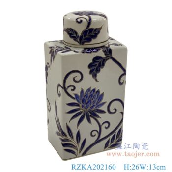 RZKA202160   花卉扁罐长方体带盖罐  高：26直径：13口径：底径：重量：KG