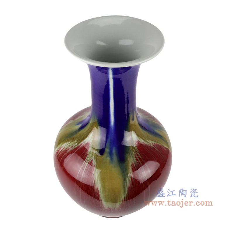 郎红蓝釉三阳开泰赏瓶，产品编号：RXAM06       产品尺寸(单位cm):  高48直径28.1口径8.5底径13.6重量7.4KG