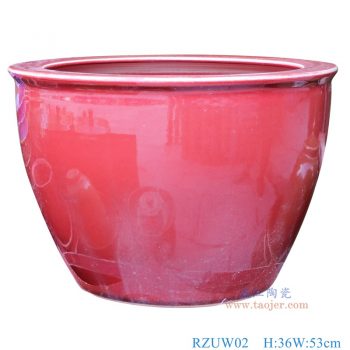RZUW02 颜色釉红色大缸 高36直径53